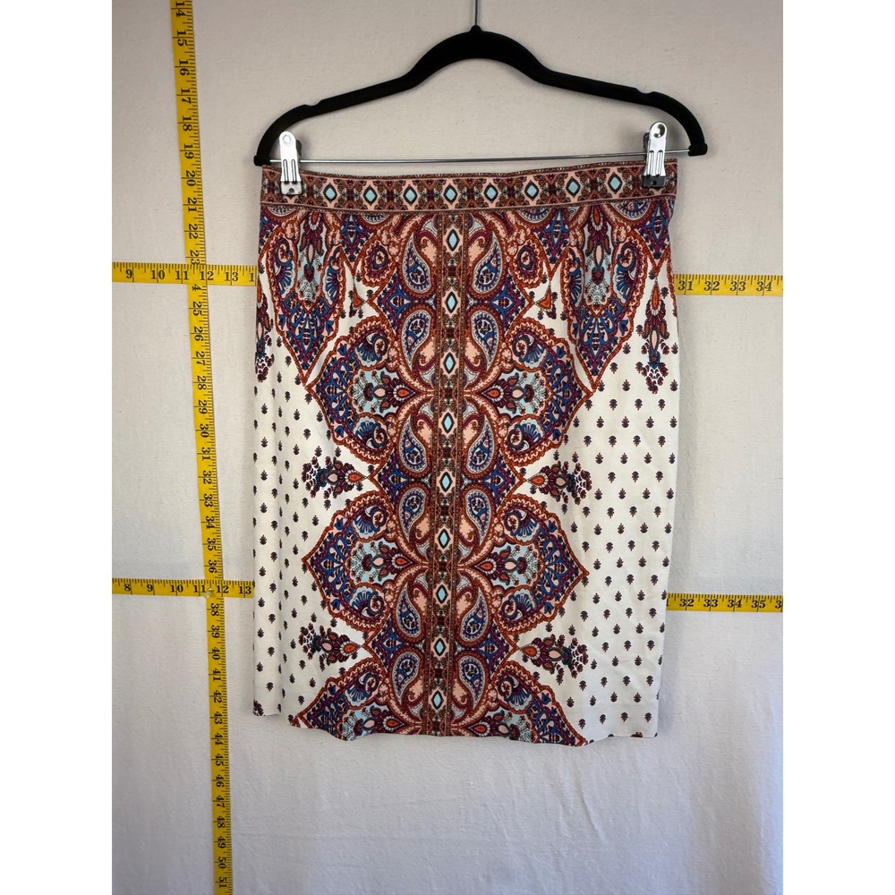 Antonio Melani Chic Pencil Skirt Size 8 Bold Boho Paisley Print Artsy Feminine